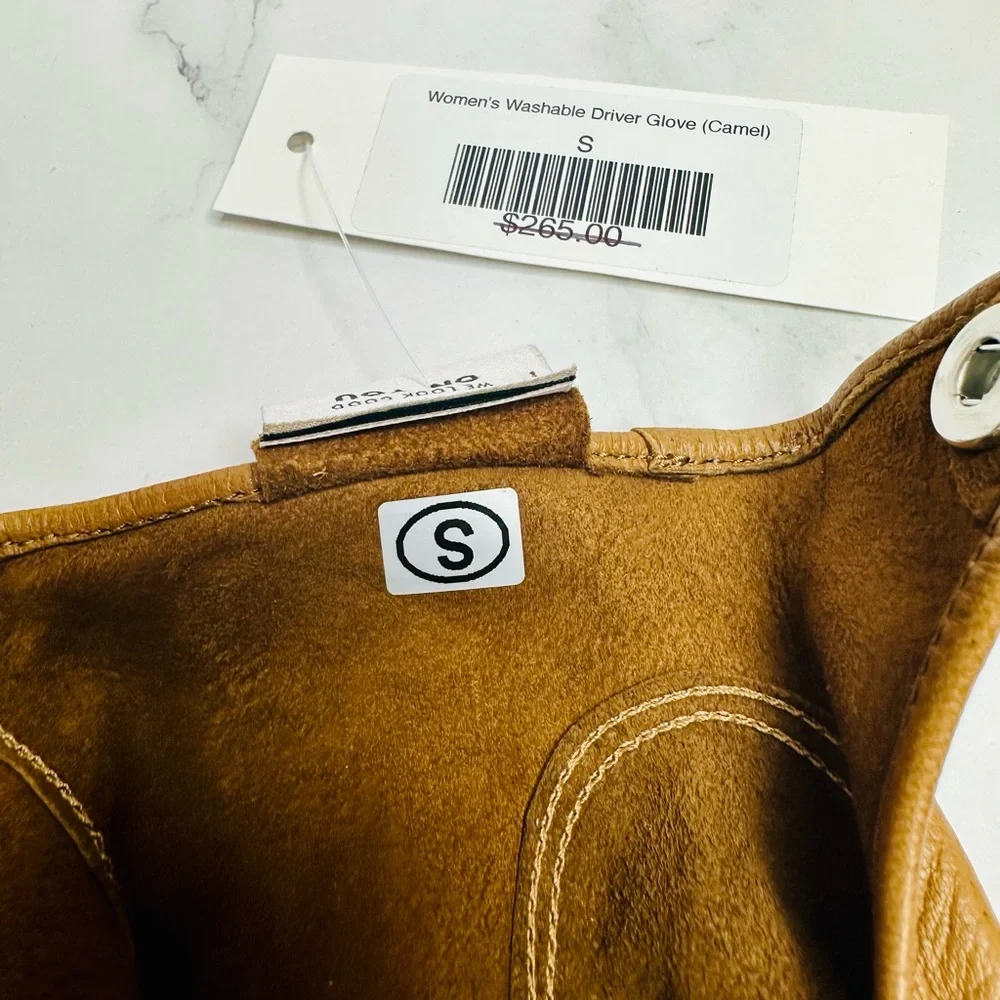 NEW! Seymoure Camel Italian Leather Original Washable Driver Gloves